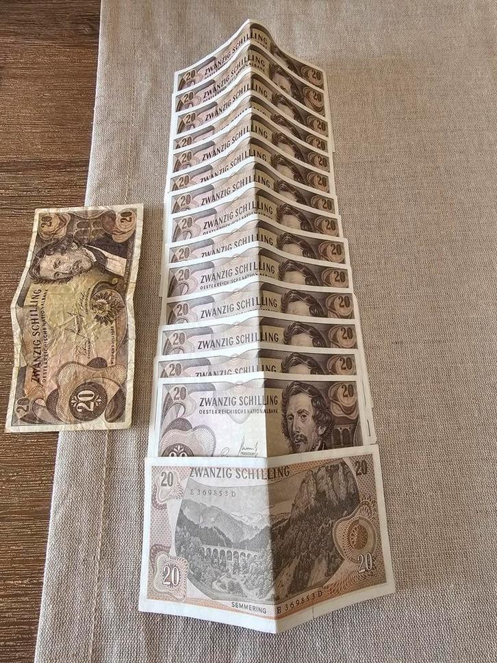 20 Schilling-Oostenrijk-1967- 15 stuks nieuwstaat+1 gebruikt, Postzegels en Munten, Bankbiljetten | Europa | Niet-Eurobiljetten