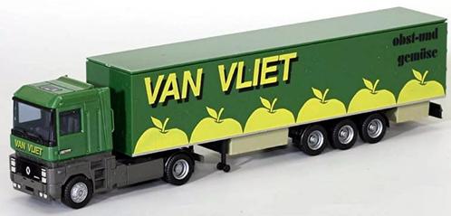 1:87 AMW Renault Magnum AE 500 truck & trailer 'Van Vliet', Hobby en Vrije tijd, Modelauto's | 1:87, Zo goed als nieuw, Bus of Vrachtwagen