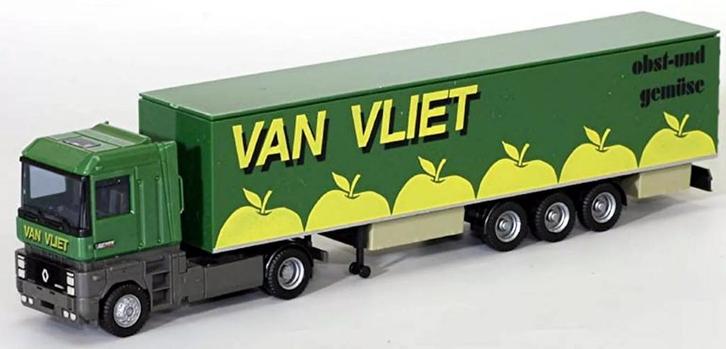 1:87 AMW Renault Magnum AE 500 truck & trailer 'Van Vliet', Hobby en Vrije tijd, Modelauto's | 1:87, Zo goed als nieuw, Bus of Vrachtwagen