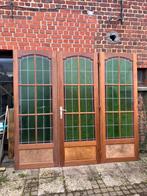 3 delige hout deuren glas in lood, Doe-het-zelf en Bouw, Ophalen, Zo goed als nieuw, Glas