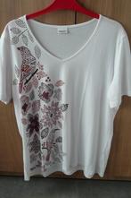 Witte T-shirt met bloemen Damart (a277), Kleding | Dames, Wit, Maat 46/48 (XL) of groter, Ophalen of Verzenden, Zo goed als nieuw
