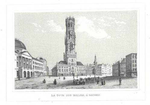 1844 - Brugge - de Grote Markt, Antiquités & Art, Art | Eaux-fortes & Gravures, Envoi