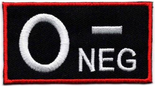 Bloedgroep O- Negatief stoffen opstrijk patch embleem, Motoren, Accessoires | Overige, Nieuw, Verzenden