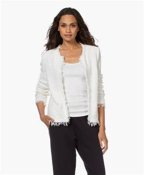 1x gedragen ecru boucle jasje van Iro, Kleding | Dames, Jasjes, Kostuums en Pakken, Zo goed als nieuw, Jasje, Maat 36 (S), Overige kleuren