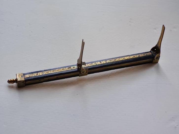 Ebbenhouten en koper schoen schuifmeter Mid 19de E, Antiek en Kunst, Antiek | Gereedschap en Instrumenten, Ophalen of Verzenden