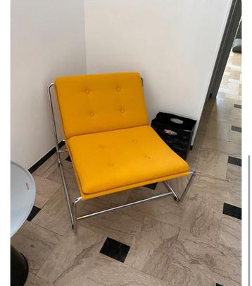 Siège Chauffeuse  Apollo métal et tissu Claude Courtecuisse beschikbaar voor biedingen