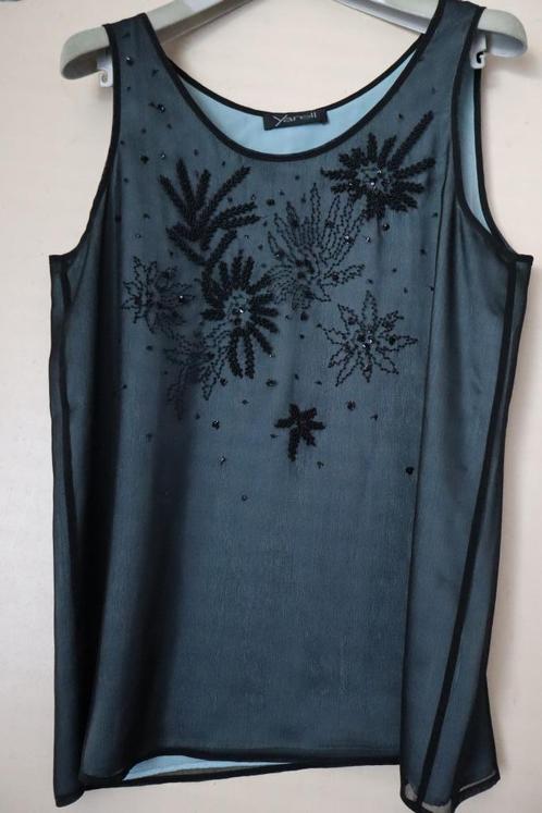 Geklede mouwloze top merk Jarell, Kleding | Dames, Topjes, Zo goed als nieuw, Maat 42/44 (L), Blauw, Zonder mouw, Ophalen of Verzenden