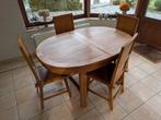 Table extensible et 4 chaises salle à manger lattes bambou, Ophalen, Zo goed als nieuw