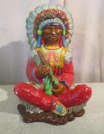 Belle statue ancienne - Indien assis - 23 cm, Enlèvement ou Envoi