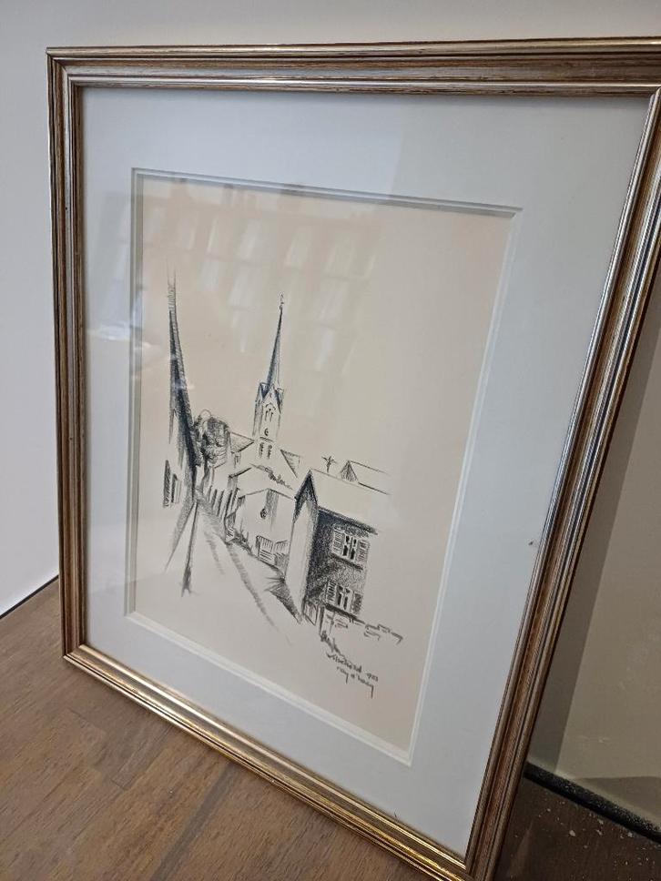 Originele Tekening –  Ray d’haey – Gesigneerd – Ingelijst, Antiek en Kunst, Kunst | Schilderijen | Klassiek, Ophalen of Verzenden