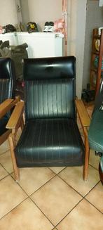 vintage zitstoelen 2set massief/leder, Huis en Inrichting, Ophalen, Gebruikt, Denk badass style, 50 tot 75 cm