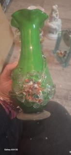 Vase en verre souflé tivoli murano vert, Antiquités & Art, Enlèvement ou Envoi