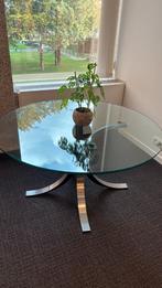 Tecno tafel met vintage glazen design, Ophalen, Gebruikt, Glas, Vijf personen of meer