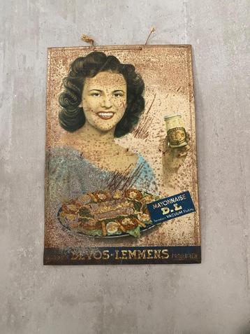 Blikken bordje van devos Lemmens, Enlèvement, Utilisé, Panneau, Plaque ou Plaquette publicitaire