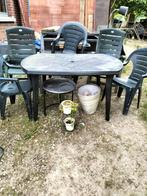 Groene kunststof tuinset met gratis kussens, Ophalen, Zo goed als nieuw, Kunststof