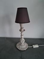 Zeer mooie houten tafellamp- lamp+kap-landelijke stijl, Ophalen of Verzenden