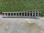 Tweedelige ladder hout 3m, uitschuifbaar tot 5m, Doe-het-zelf en Bouw, Ladders en Trappen, Ophalen, Ladder
