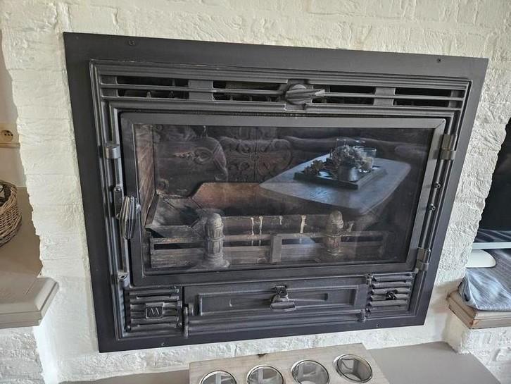 Inbouwhaard hout en kolen, Huis en Inrichting, Haarden, Gebruikt, Houthaard, Ophalen