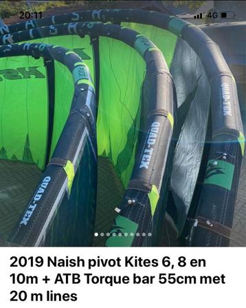 Naish Pivot kites 6-8-10m + board twintip + bar, Double astuce, 10 m², Enlèvement, Ensemble de kite