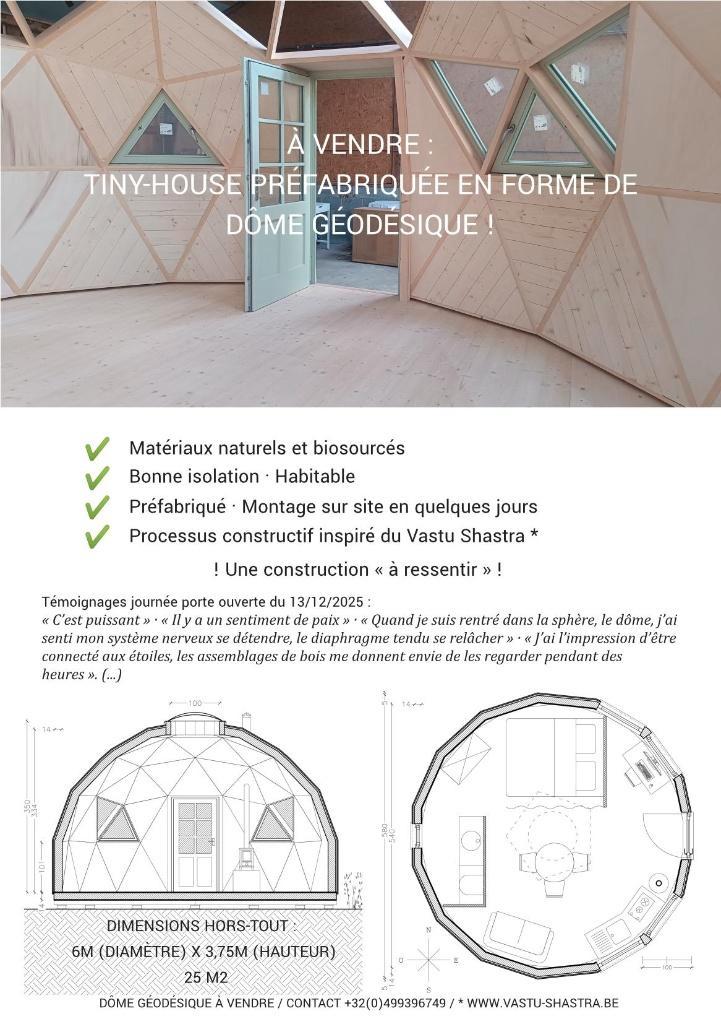 Tiny-house préfabriquée en forme de dôme géodésique, Immo, Huizen en Appartementen te koop, Provincie Waals-Brabant, tot 200 m²