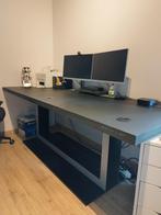 ️ Ruim Bureau te Koop – 220x84cm – Zithoogte – Zwart, Huis en Inrichting, Bureaus, Ophalen, Gebruikt, Bureau
