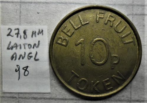 Bell fruit 10p token 27,8 mm Verenigd Koninkrijk, Postzegels en Munten, Penningen en Medailles, Overige materialen, Ophalen of Verzenden