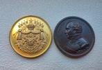 2 medailles brons / brons verguld, Ophalen of Verzenden, Brons