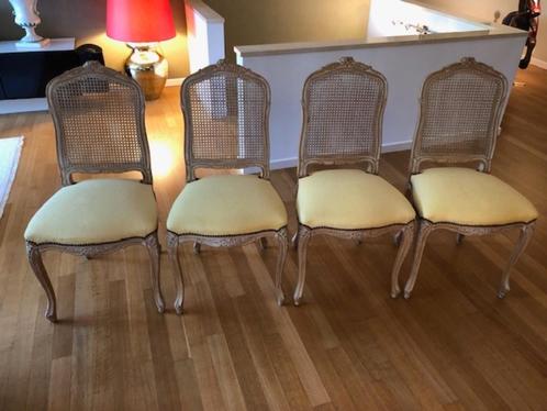 Lot de 4 chaises bois céruse, Huis en Inrichting, Stoelen, Gebruikt, Vier, Hout, Riet of Rotan, Overige kleuren, Ophalen