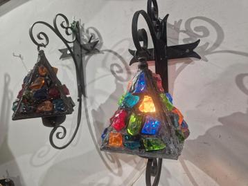 Set Peter Marsh Porch wandlamp - Rock Art Glass Mid Center beschikbaar voor biedingen