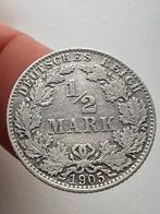 Duitsland 1/2 Mark 1905 D, Ophalen of Verzenden, Duitsland, Losse munt, Zilver