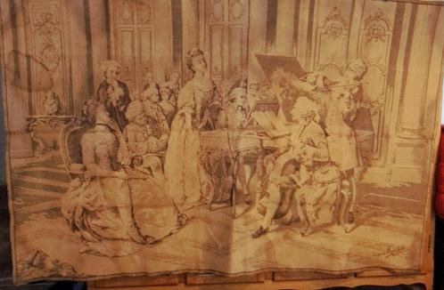 Een elegant muziekfeest; Frans of Italiaans wandtapijt, Antiek en Kunst, Antiek | Tapijten, Tafelkleden en Textiel, Ophalen
