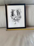 Tableau coq blanc noir
