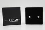 Oorstekers Gento gerhodineerd 925 zilver met Zirconia 8 mm, Nieuw, Ophalen of Verzenden, Met edelsteen, Knopjes of Stekers