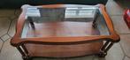 Houten salontafel met glazen blad 110 x 60, Huis en Inrichting, Ophalen, Glas, Gebruikt, 100 tot 150 cm