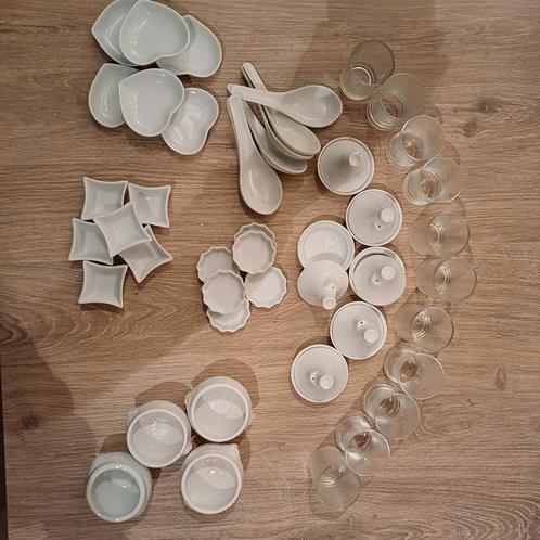 Aperitiefhapjesset 6x5 en gratis glaasjes, Huis en Inrichting, Keuken | Servies, Zo goed als nieuw, Ophalen