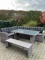 Loungeset tweedelig grijs met kussens, Tuin en Terras, Tuinsets en Loungesets, Ophalen, Zo goed als nieuw, Kunststof, Loungeset