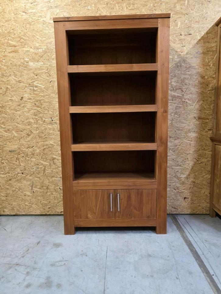 Teakhouten boekenkast/open kast 101x200cm, Huis en Inrichting, Kasten | Boekenkasten, Gebruikt, Ophalen