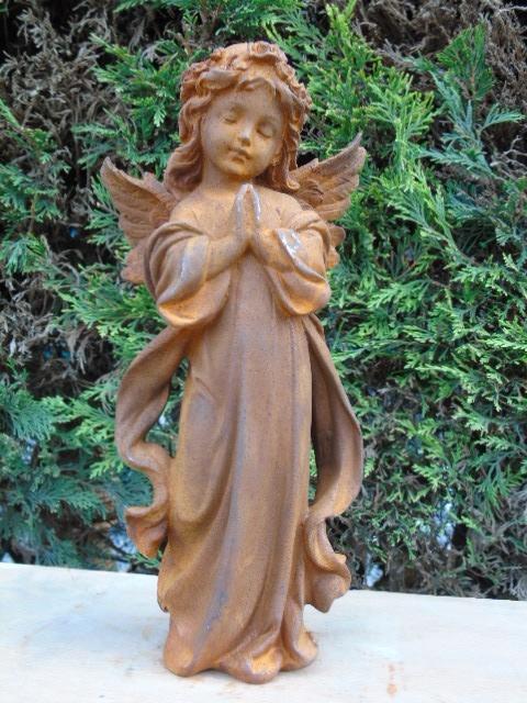 ange en fonte pat rouillé en prière + des fleurs, Jardin & Terrasse, Décoration murale de jardin, Neuf, Enlèvement ou Envoi