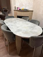 Salle a manger avec 6 chaises velours gris, Enlèvement, Utilisé, 4 à 6 chaises