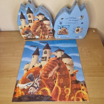 Puzzle Djeco " le château du dragon ", Enlèvement ou Envoi, Plus de 50 pièces, Utilisé, 4 à 6 ans