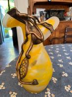 Vase en pâte de verre, Huis en Inrichting, Woonaccessoires | Vazen, Ophalen, Geel, Minder dan 50 cm, Glas