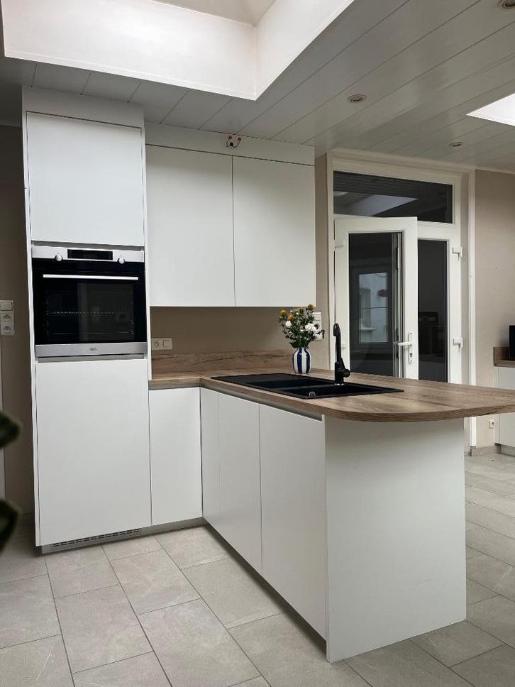 Dovy keukeneiland, Huis en Inrichting, Keuken | Keukenelementen, Zo goed als nieuw, 200 cm of meer, 150 tot 200 cm, Wit, Bruin