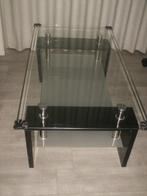 Salontafel Zwart met glazen plaat, Gebruikt, 100 tot 150 cm, Minder dan 50 cm, Rechthoekig