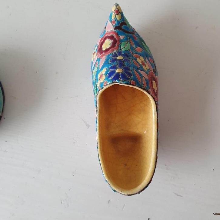 Zeldzame Longwy klomp- Handgedecoreerd emaille- Jaren '50, Antiek en Kunst, Antiek | Keramiek en Aardewerk, Ophalen of Verzenden