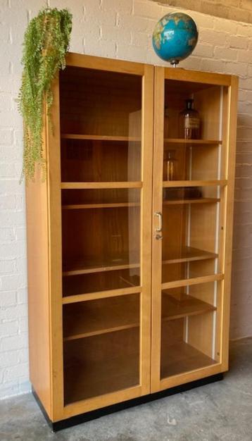Vintage Mid-century schoolkast,vitrinekast,scheikunde-kast beschikbaar voor biedingen