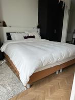 Bed  + Matras met gratis lederen hoofdeinde, Huis en Inrichting, Ophalen, Overige materialen, Verstelbaar, Bruin