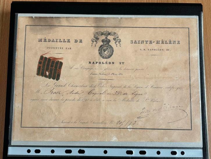 Médaille du diplôme de Sainte-Hélène, Collections, Objets militaires | Général, Enlèvement ou Envoi