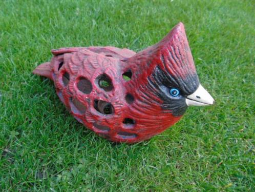 statue d un oiseau cardinal rouge en fonte photophore ., Jardin & Terrasse, Statues de jardin, Neuf, Animal, Métal, Enlèvement ou Envoi