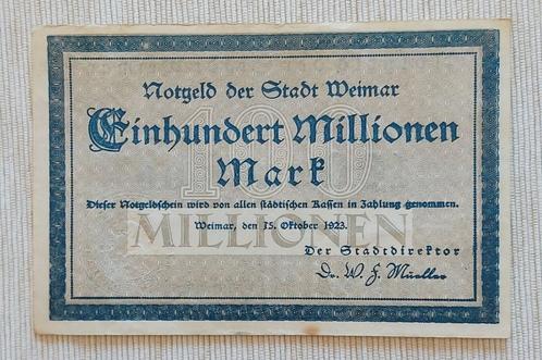 Germany 1923 - 100 Millionen Mark - Stadt Weimar - Near UNC, Timbres & Monnaies, Billets de banque | Europe | Billets non-euro
