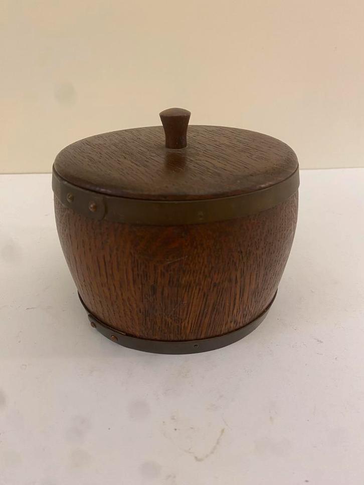 Antiek houten doosje met deksel -  boterpot., Antiek en Kunst, Curiosa en Brocante, Ophalen of Verzenden